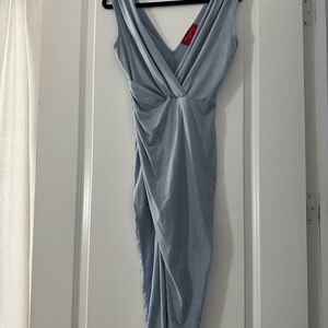 AKIRA Light Blue Sleeveless V-Neck Midi Dress